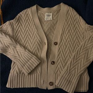 Abercrombie & Fitch Chunky Knit Cardigan in Beige